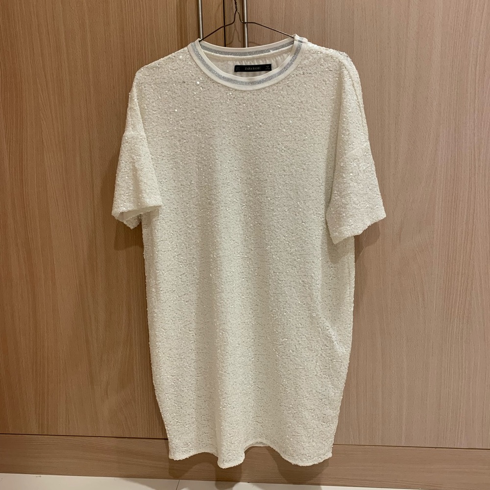 WHITE ZARA SWEATER DRESS